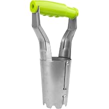 Bulb Planter With Depth Marker - 6cm Diameter, Heavy Soil, 10cm Depth With Spring Handle, Chromed Plated Steel, Gardening Plant Hand Tool, Garden Equipment, Bulb Transplant Device
