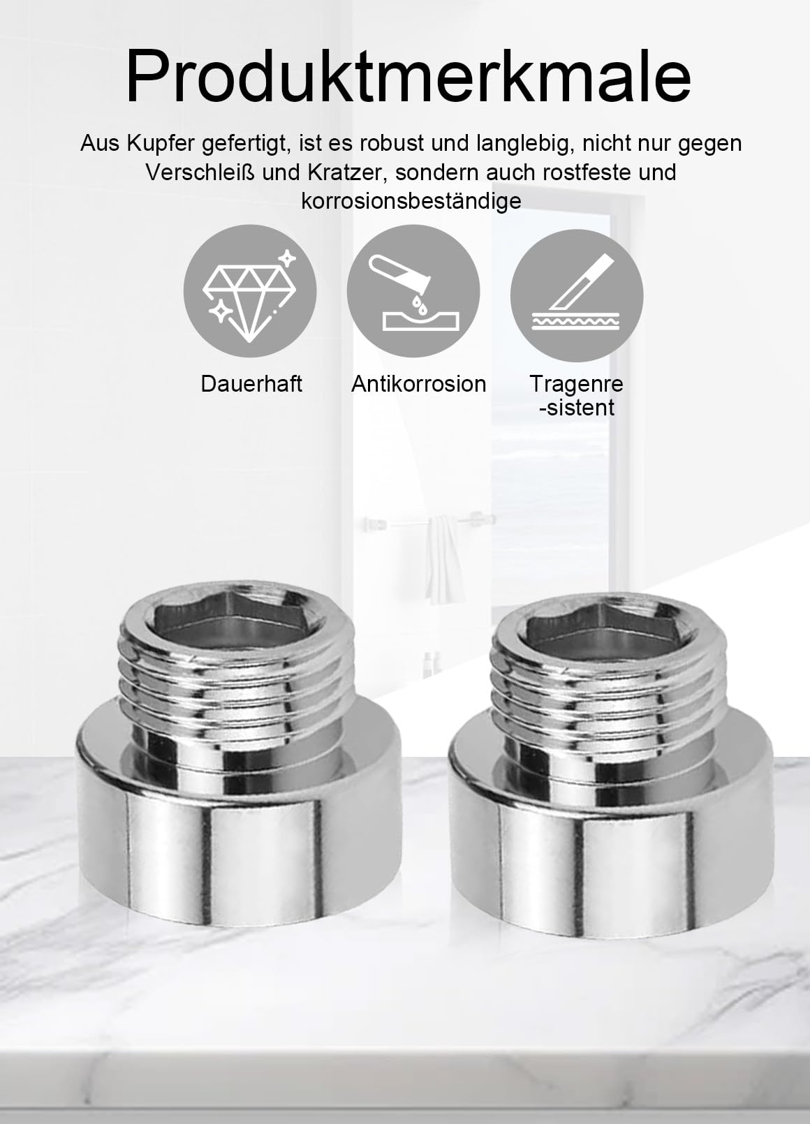 Riduttore Filettato Da 3/4" A 1/2" In Ottone - Adattatore Con Guarnizione Per Tubi E Rubinetti - 5