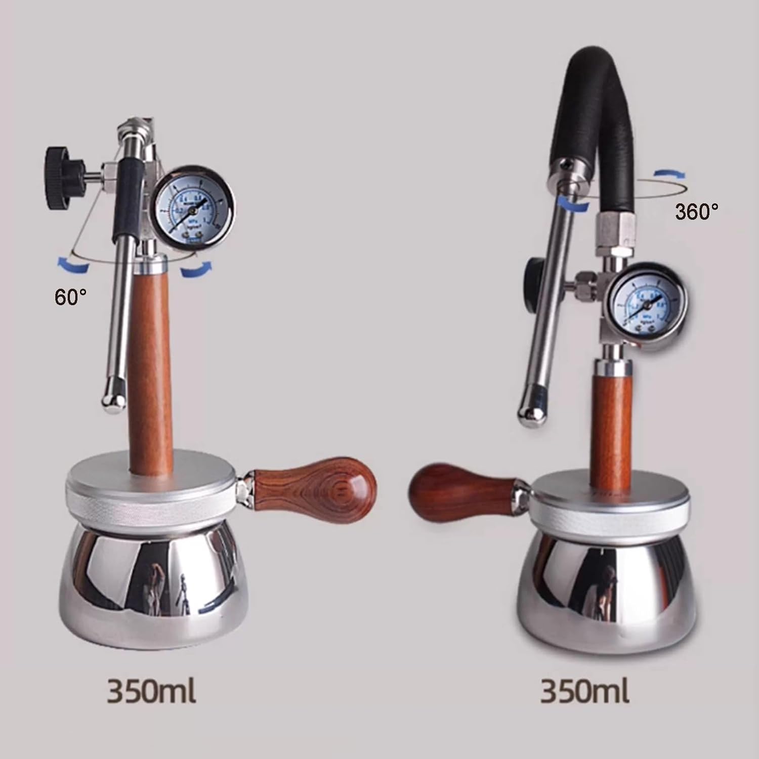 Montalatte E Vaporizzatore per Campeggio, Macchina per Schiumare Acqua Bollente A Vapore per Esterni, con Bollitore da 350 Ml, Manometro E Ugello Vapore A 3 Fori, per Schiuma di A