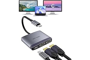 MT-VIKI USB C to Dual HDMI Adapter 4K @60hz: Extend Your Display to Two Monitors