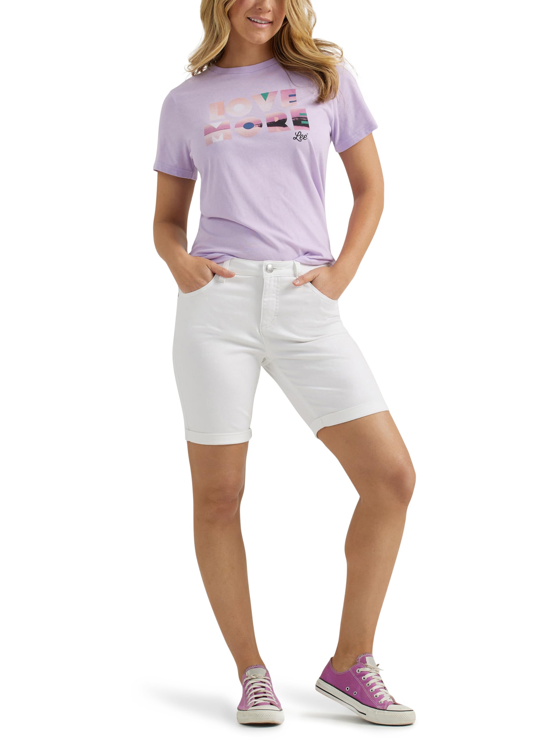 Lee Plus Size Legendary Rolled Denim Bermuda Short Pantalones Cortos de Jean para Mujer