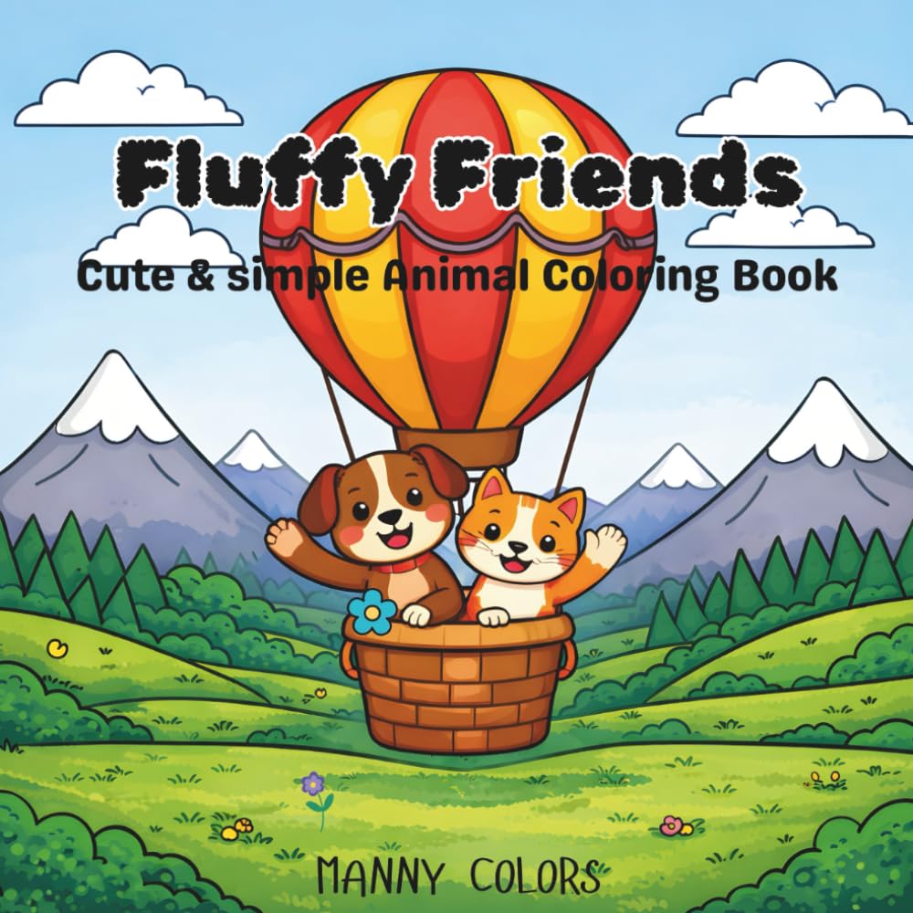fluffy friends: cute & simple animal coloring book