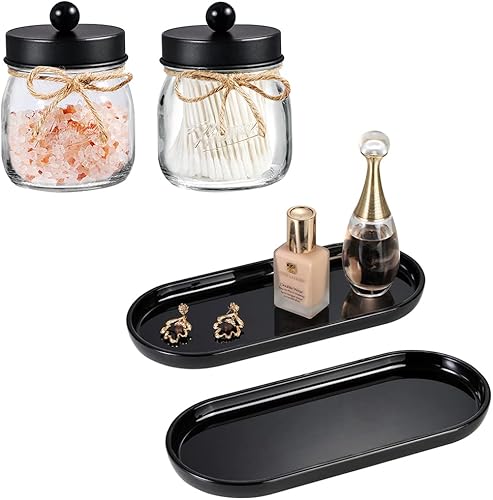 SheeChung Juego de tarros de boticario, tarro de masón, organizador de almacenamiento de tocador para hisopos de algodón, tapa de acero inoxidable y disponible en Yaxa Peru