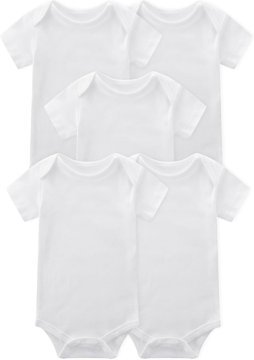 Unisex Baby 5-pack Onesie Bodysuits Baby Boy Clothes Short Sleeve