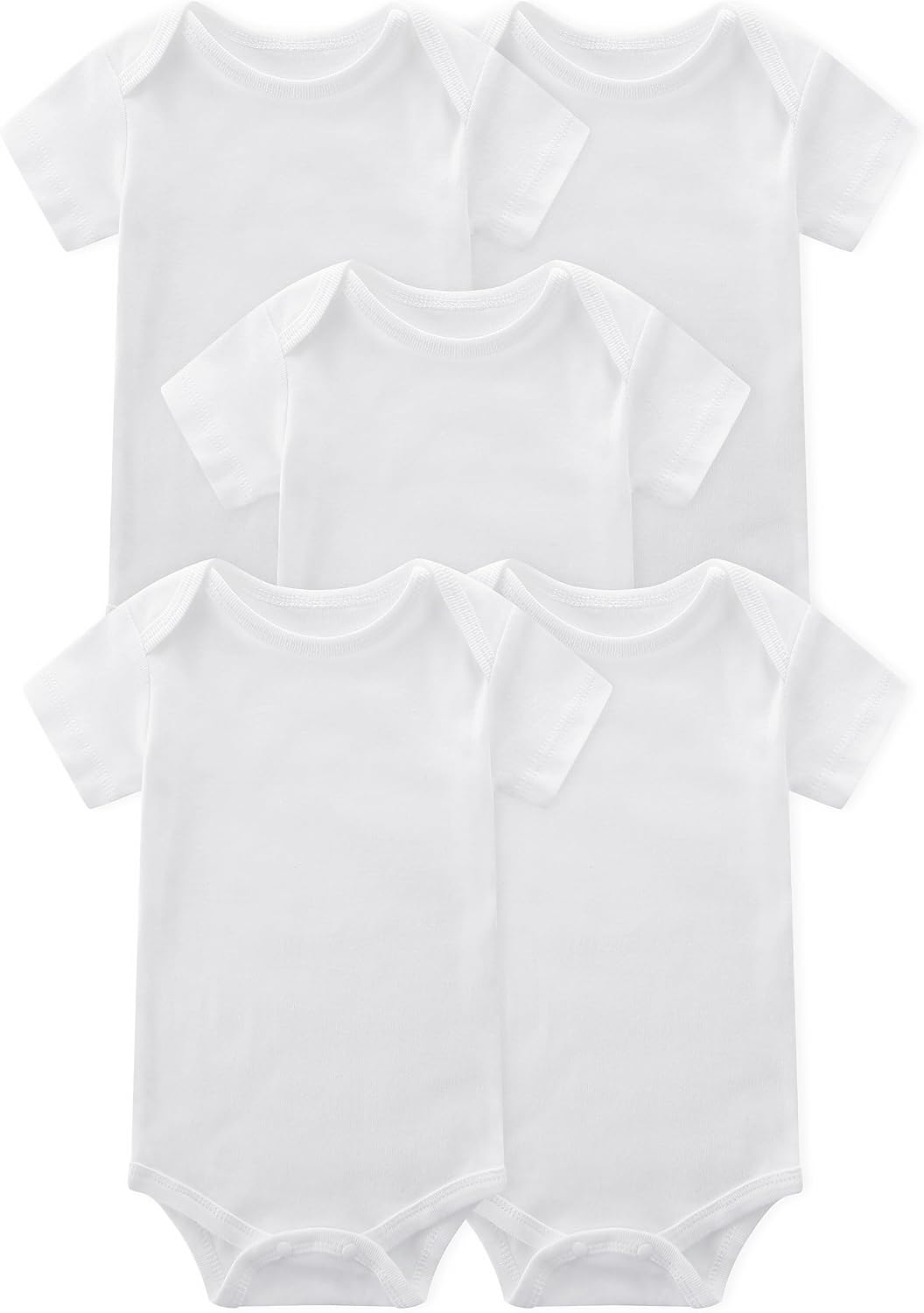 Unisex Baby 5-pack Onesie Bodysuits Baby Boy Clothes Short Sleeve | Baby Clothes 0-24 Months White Black 100% Cotton Baby Onesie Outfits Registry Must Haves Essentials Gifts for Girls Boys