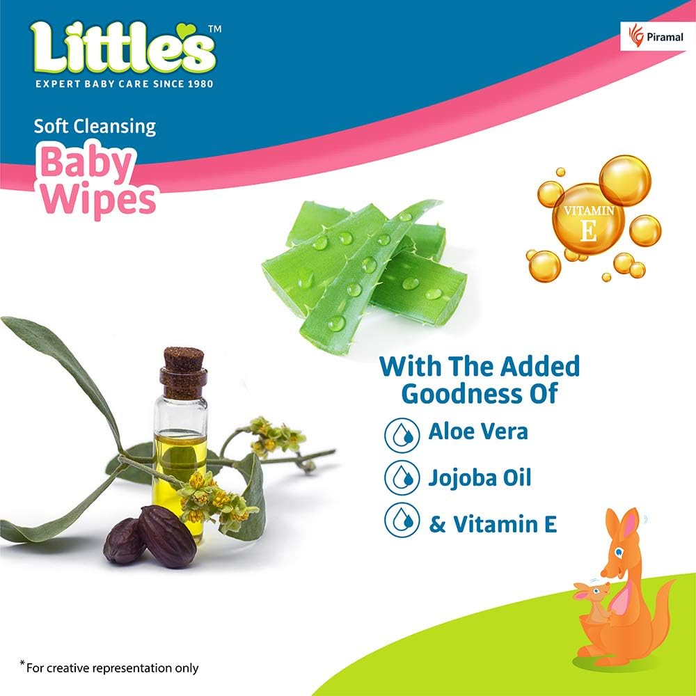 Little's Soft Cleansing Baby Wipes (Pack of 3, 80 Wipes)
