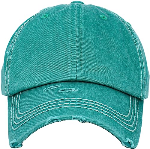 Image of KBETHOS Vintage Washed Distressed Cotton Dad Hat Baseball Cap Adjustable Polo Trucker Unisex Style Headwear