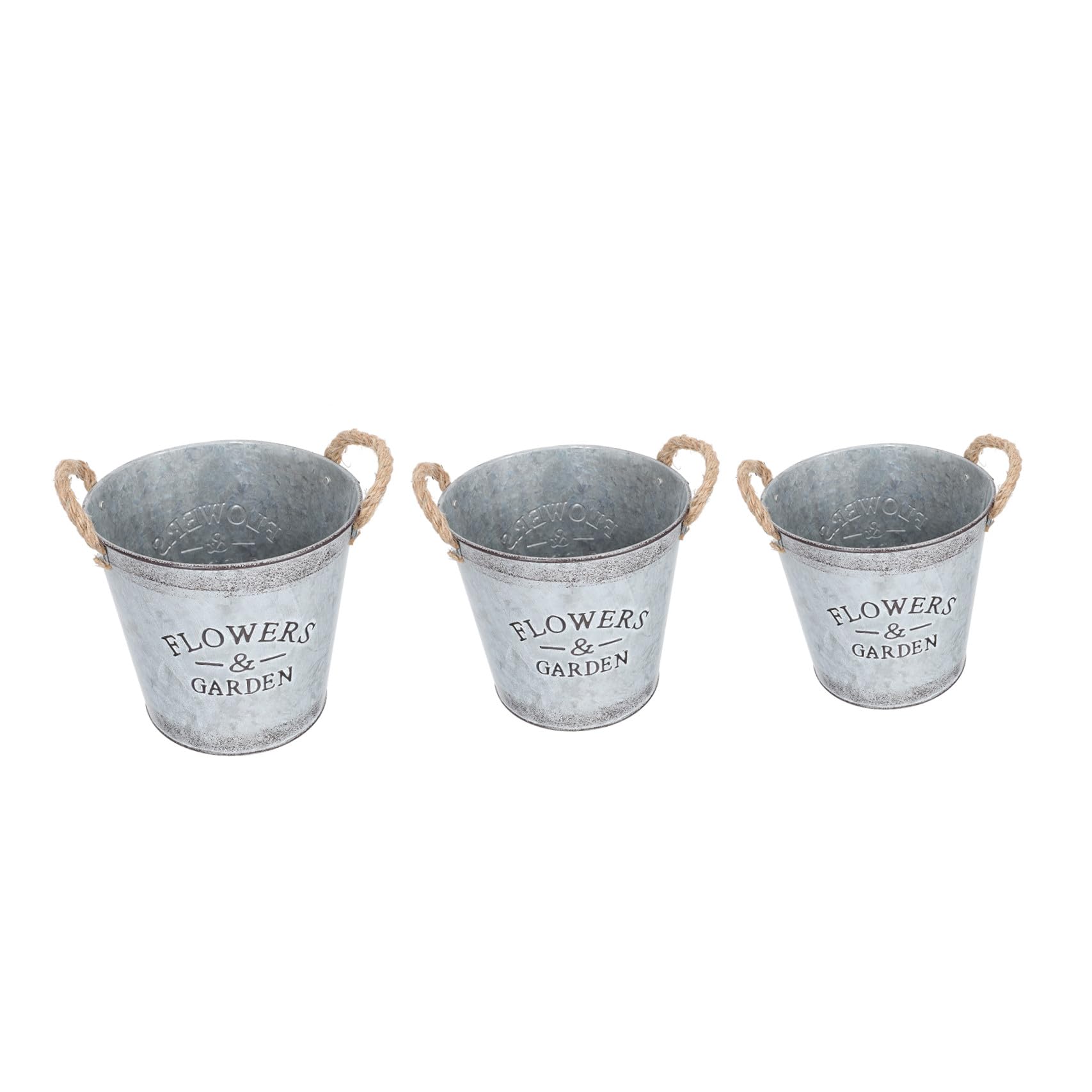 Angoily Blumentopf Vintage Blumenvase Metall Rustikal Übertopf Blumeneimer Blumenkasten Sukkulenten Topf mit Griff Shabby Chic Deko für Büro Balkon Garten Wohnzimmer Deko 3 Stück