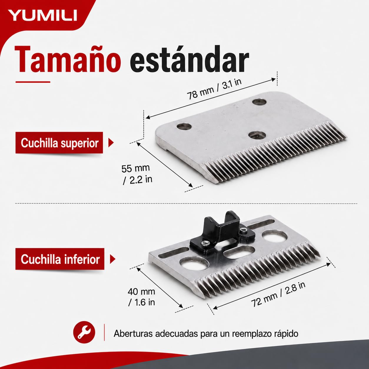 Cuchillas de Esquiladora Caballos, 35 Dientes Horse Clipper Blade, Juego de Repuesto para Esquiladoras de Caballos de Carburo, para Caballos, Vacas, Cabras, Otros Animales con Pelaje Grueso, Diseñadas