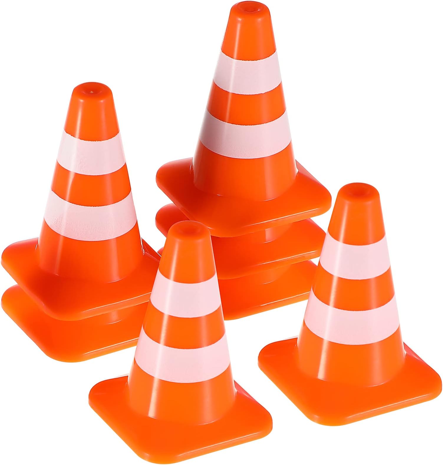 STOBOK 7Pcs Miniature Traffic Cones Toy Mini Traffic Cones Orange Traffic Signs Toy Roadblock Cone Pretend Play Toys for Kids Engineering Construction Ornaments