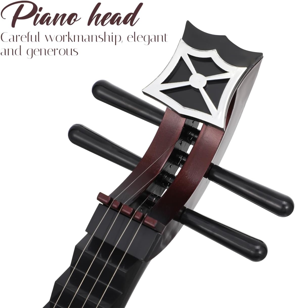 Amosfun Playable Chinese Lute Model, Kids Toy Guitar Pipa Instrument, Lightweight Traditional Stringed Prop for Hanfu Photography