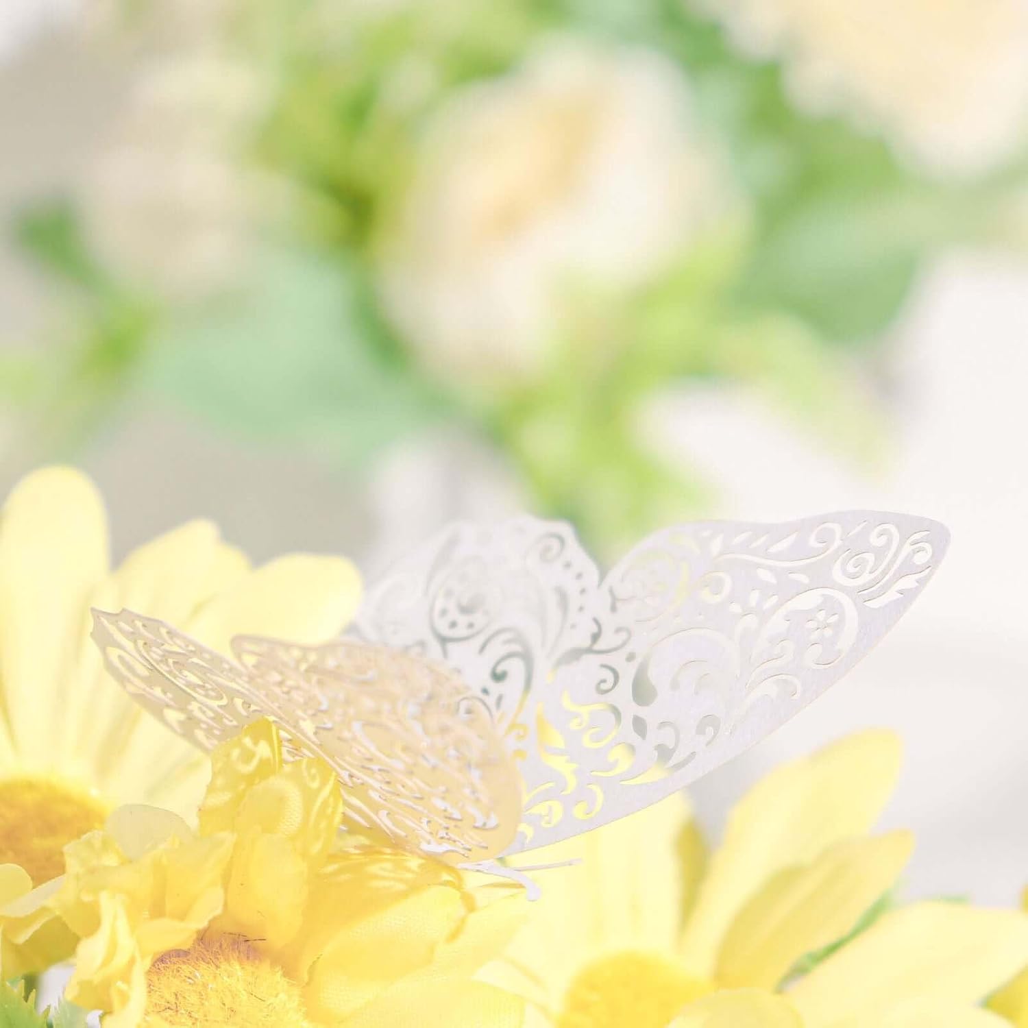 Efavormart 12PCS 3D White Butterfly Wall Decals - Sparkling Glitter & Diamond Mural Stickers - DIY Removable Art for Weddings, Cake Topper, Nursery Decor
