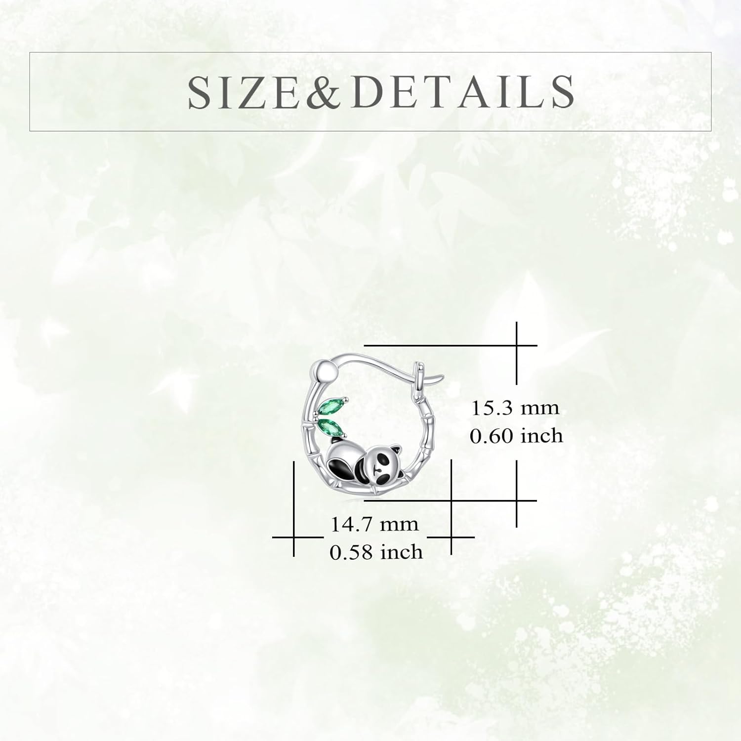 Panda Hoop Earrings Sterling Silver Bamboo Dangle Drop Earrings Cute Panda Jewelry Gifts for Women - Image 5