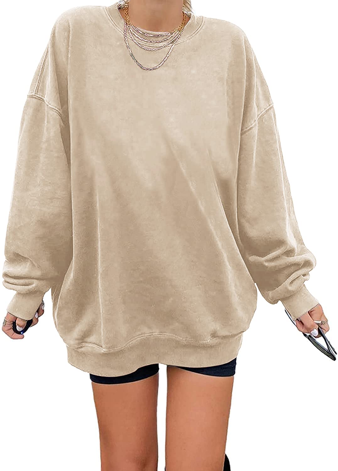Sweatshirt Damen Los Angeles Pullover Oversized Langarmshirt Rundhals Pulli Basic Loose Tops Ohne Kapuze Teenager Vintage Oberteile Shirts