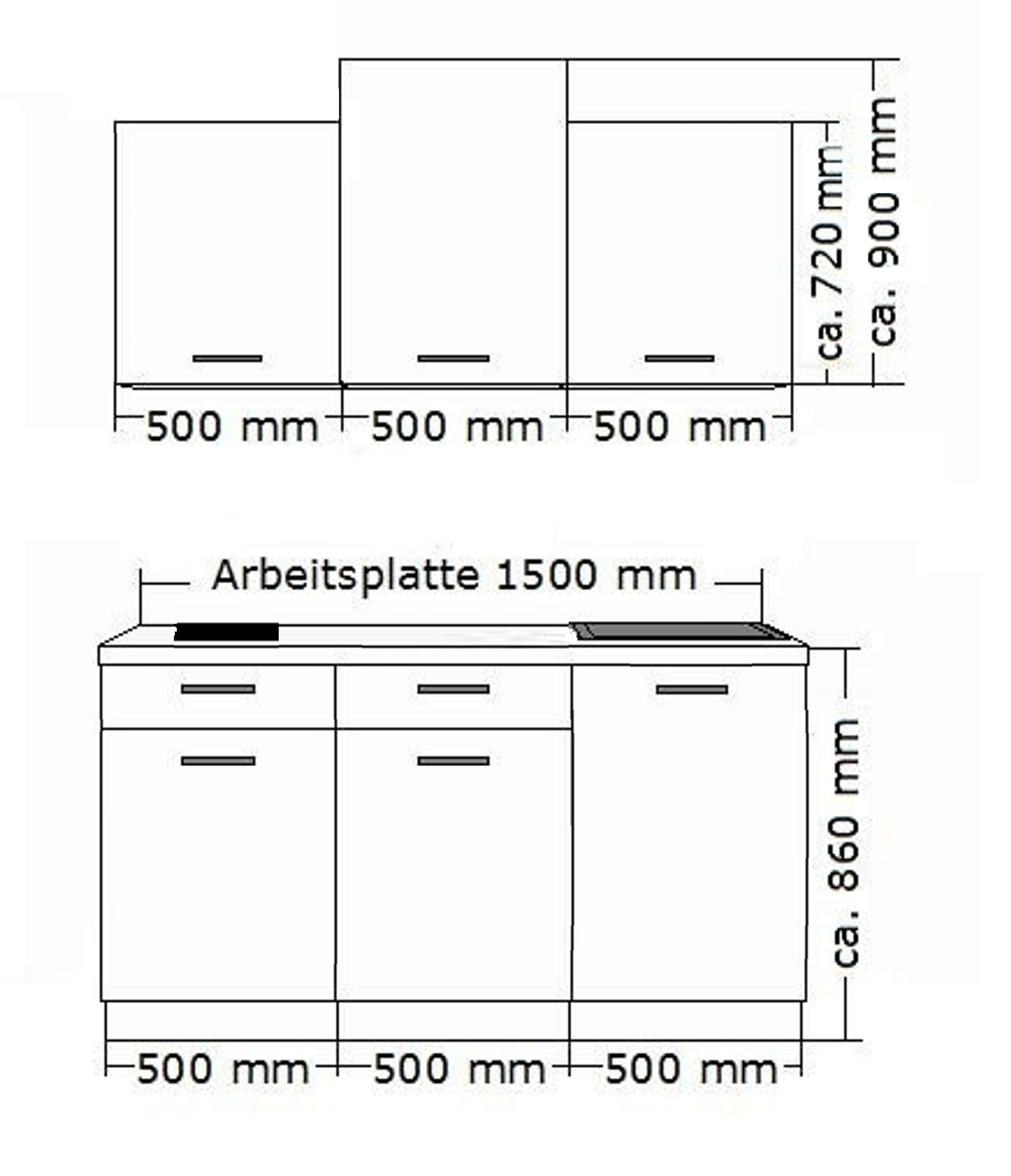 Landhaus Küche Stilo Weiß 150 cm Küchenzeile Küchenblock Einbauküche Singleküche