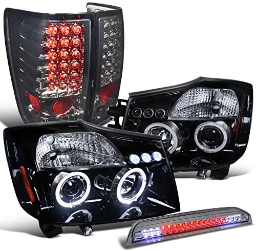 Spec-D Tuning LT2LHP-TIT04GRBGL-TM Headlight Tail Light (Glossy Black LED Halo Projector LED 3Rd Brake Lamp), 1 Pack