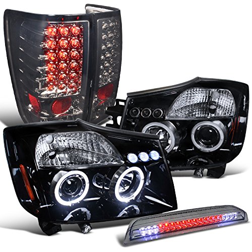 Spec-D Tuning LT2LHP-TIT04GRBGL-TM Headlight Tail Light (Glossy Black LED Halo Projector LED 3Rd Brake Lamp), 1 Pack
