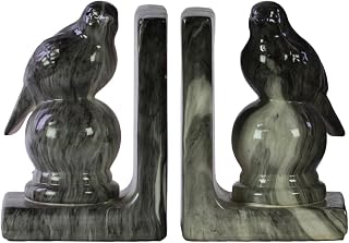 Urban Trends - Figura Decorativa de pájaro de cerámica con Pedestal de Bola, Surtido de Dos Acabados en Color Negro y Crema