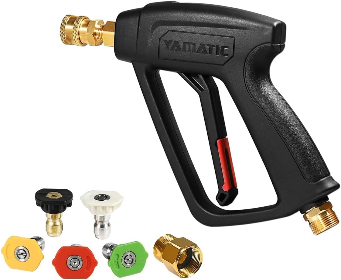 Pressure washer short gun with multi-nozzle fittings