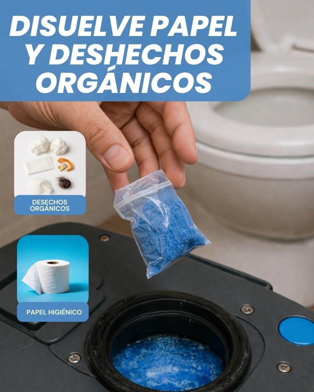Ambiti Monodosis Hidrosolubles para Depósito de Residuos de Autocaravanas,Caravanas y Campers| Antibacteriano| Elimina Deshechos Orgánicos y Papel Higiénico| Fragancia Piña Colada (15)