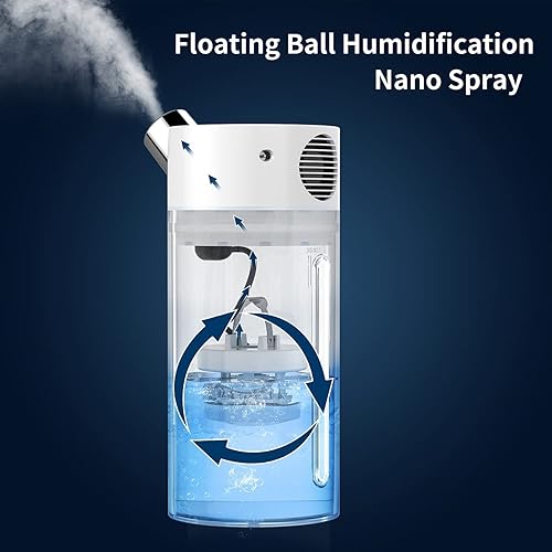 Miniatura 2 de HandFan Humidificadores portátiles de bola flotante para dormitorio, escritorio, llenado superior, humidificador personal de niebla fría, sin