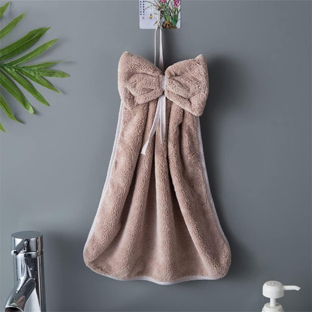 Bow Coral Fleece Hand Towel Kitchen Soft Cloth Hanging Absorbent Rag Home Accessories