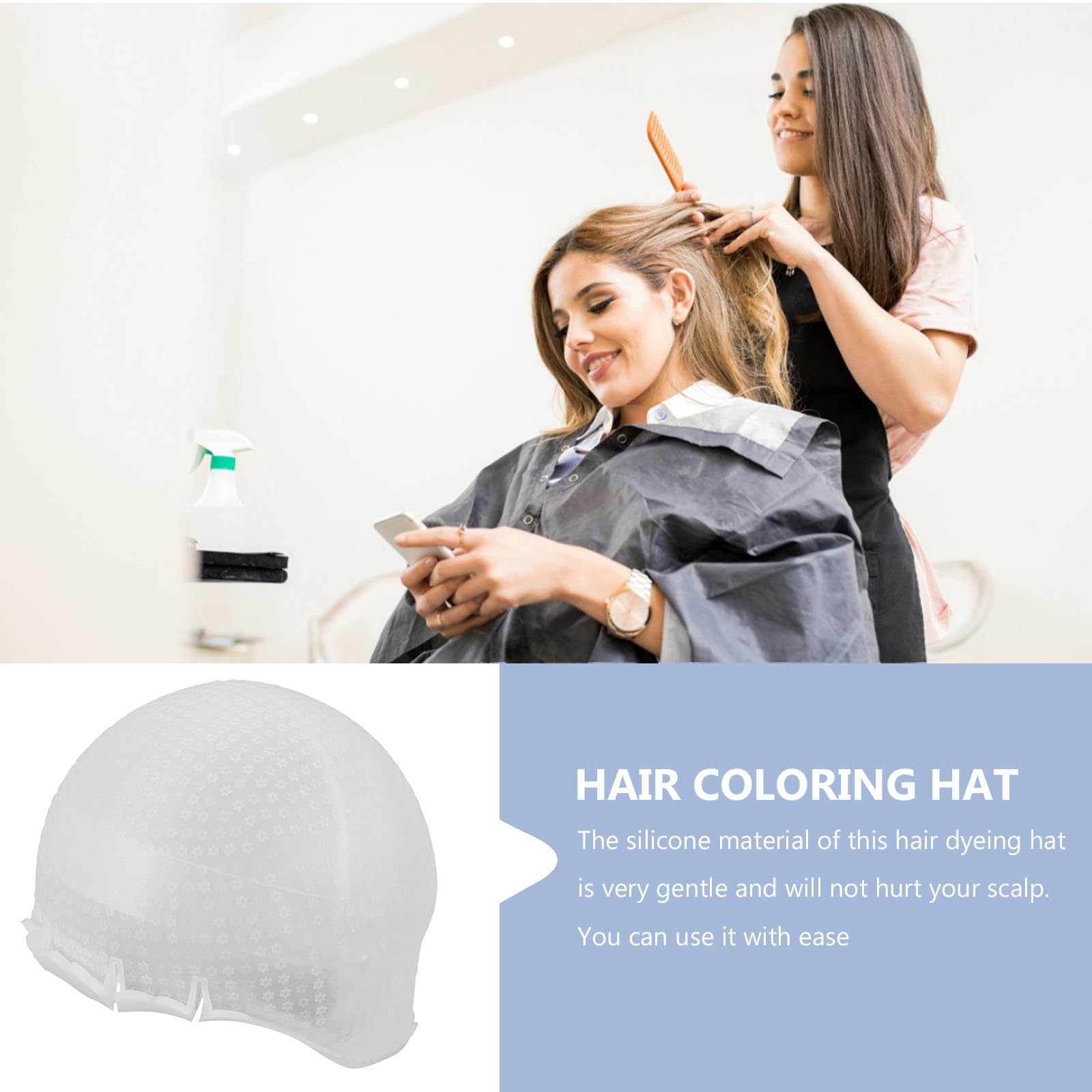 GANAZONO Gorro de Silicona para Teñir y Resaltar el Cabello, Reutilizable Agujeros Cruzados, Diseñado para Técnicas de Balayage y Mechas en Casa
