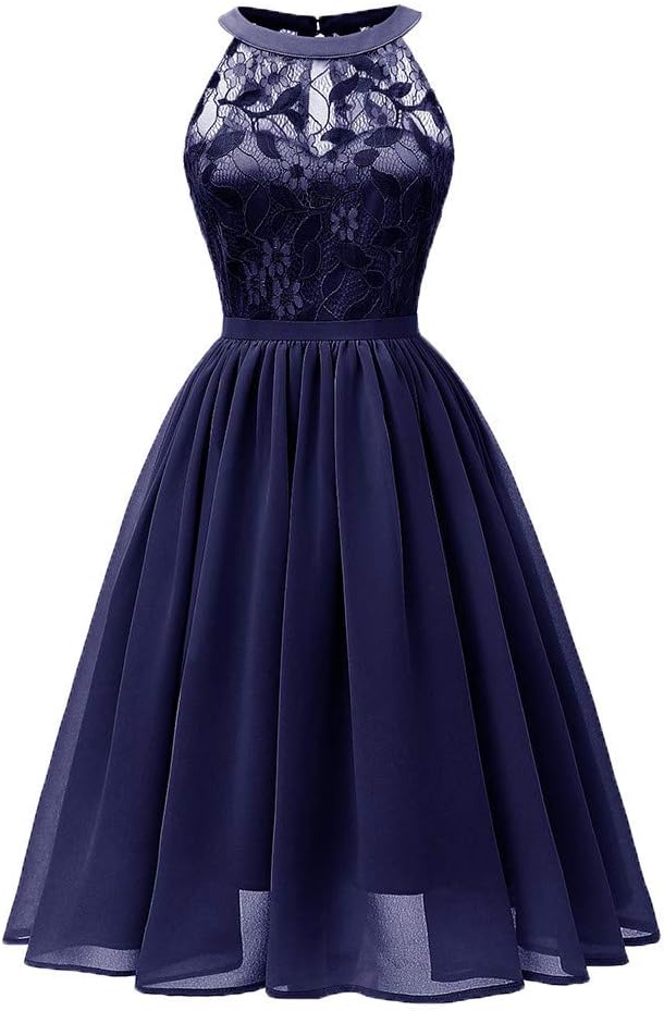 Women's Sexy Lace Floral Dress Vintage Princess Cocktail Neckline Party A-line Swing Dress