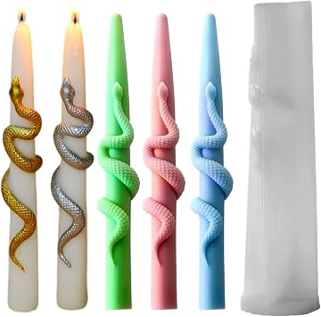 Long Candle Silicone Molds Snake Wrapped Around Pillar Column Silicone Mold for Candle Making Kit Evil Theme Soap Molds for Resin Wax DIY Crafts Home Gothic Decor