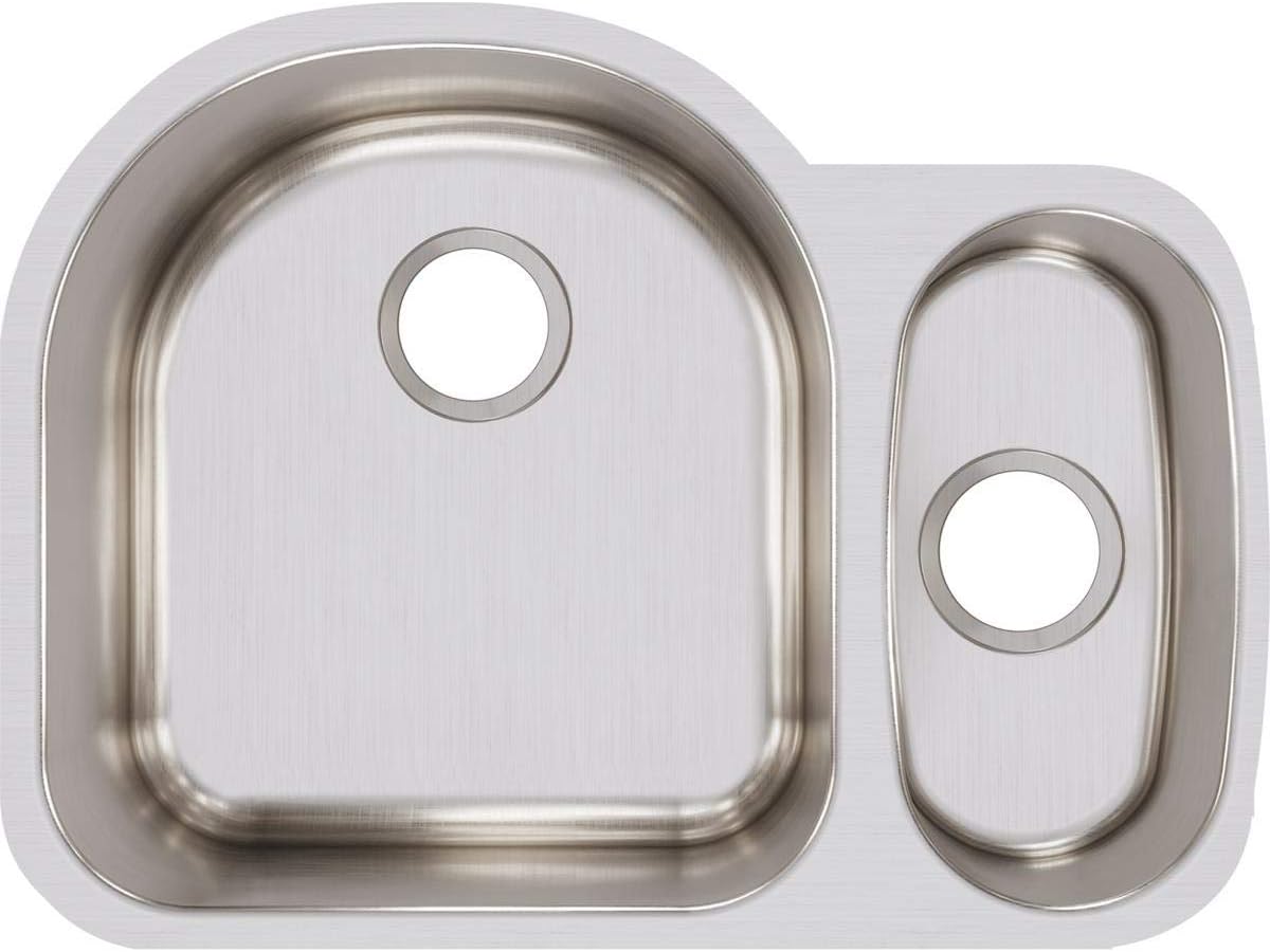 Elkay ELUH272010R Lustertone Classic Offset 70/30 Double Bowl Undermount Stainless Steel Sink