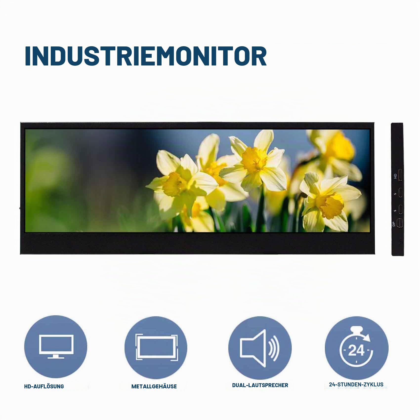 VSDISPLAY 14 Zoll 4K UHD IPS Stretched Bar Touchscreen Monitor | 3840x1100 Sekundärbildschirm für PC Laptop Musikbearbeitung Windows Systeme