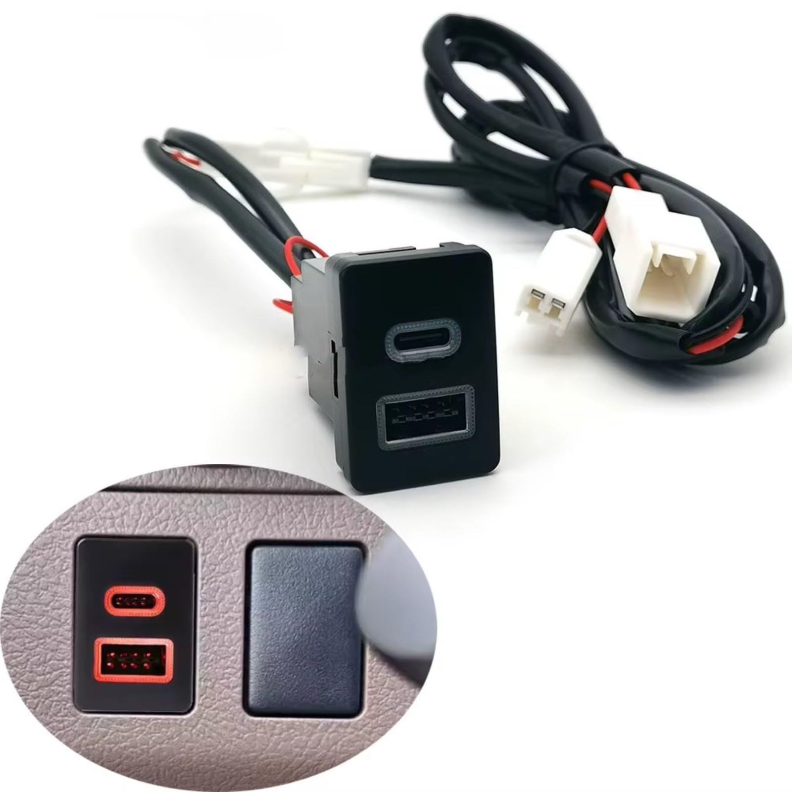 Porta USB Center Compatibile Con Toyota Per LC76 2019-2024 12V 24V Telefono Auto Presa Di Ricarica Dual QC3.0 Per Tipo C PD Potenza Ricarica Porta USB