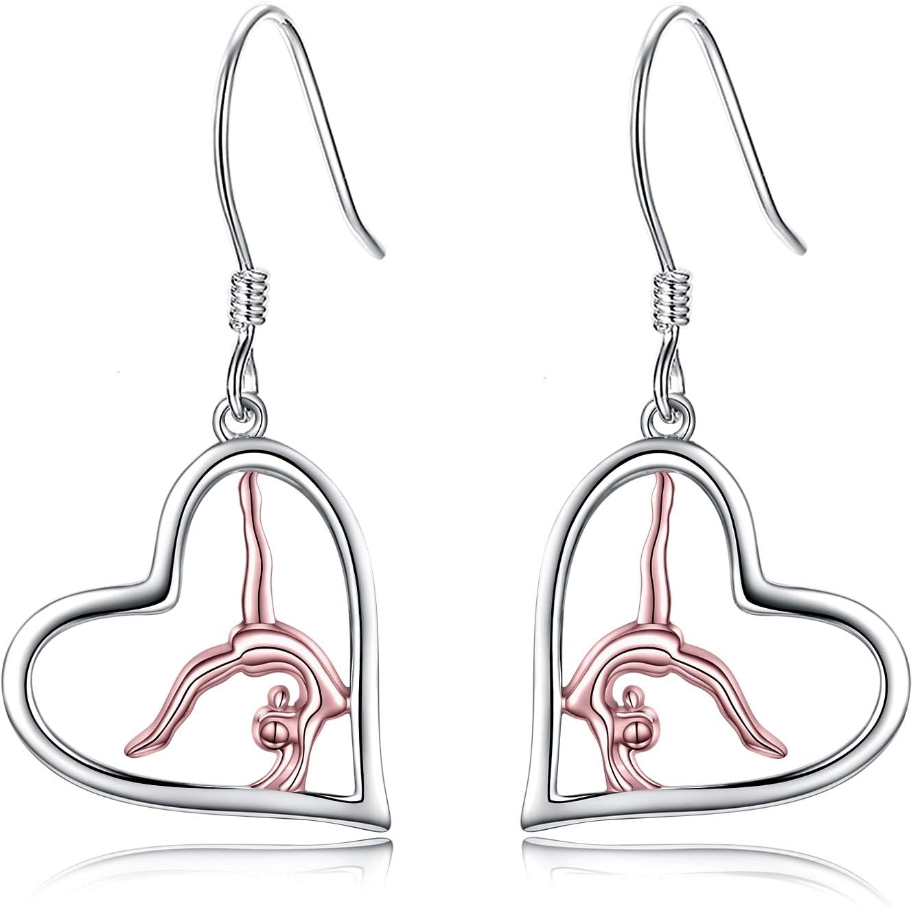 Silver Gymnastics Dangle Earrings Rose Gold Flipping Gymnasts Earrings Gymnast Jewelry Gifts For Women