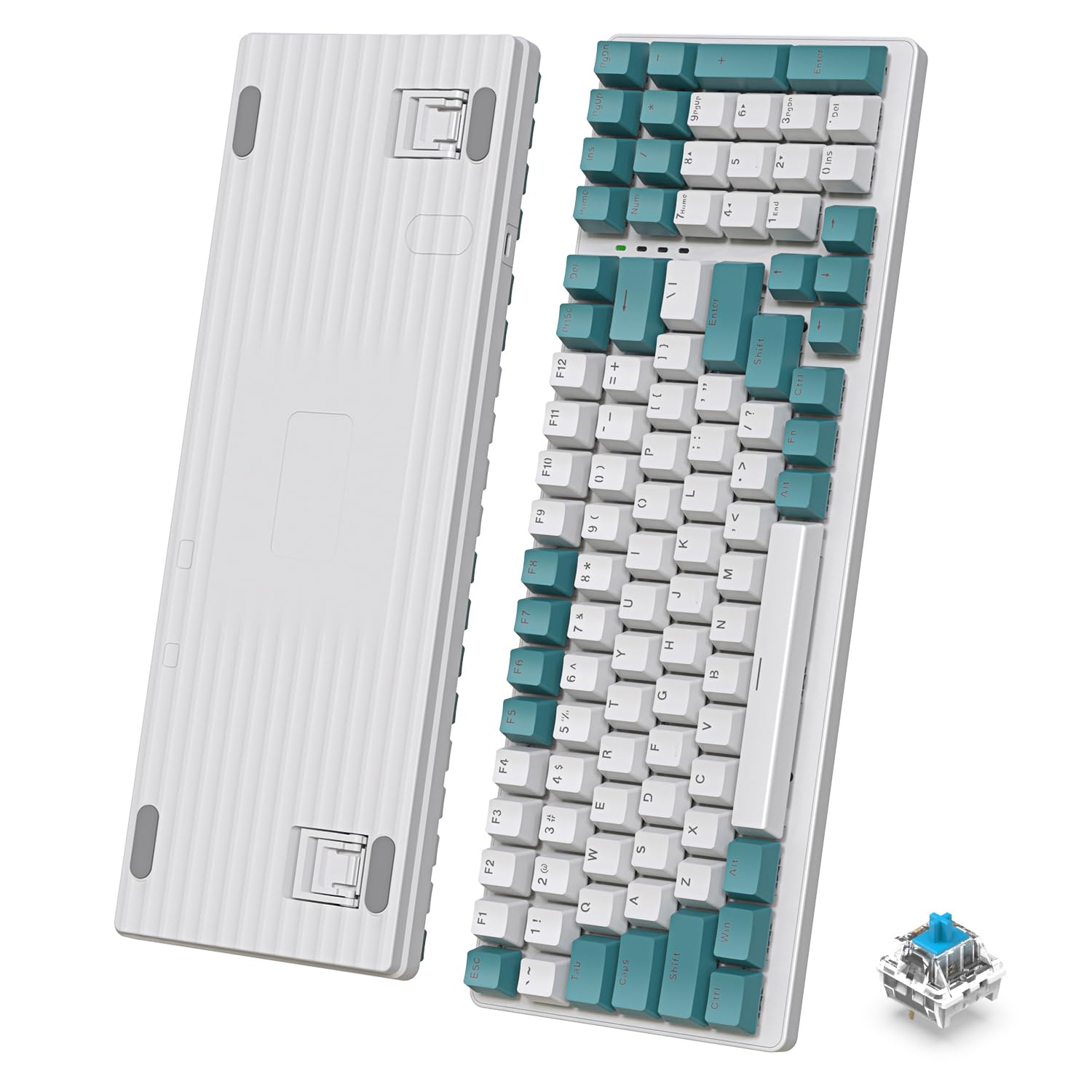 ZIYOU LANG K3 Teclado Gaming Mecánico con Cable 100% – Retroiluminación LED Arcoíris, Teclas Anti-Ghosting Completo, Teclado Numérico, Interruptores Azules, Carcasa Metálica, para PC/Mac – Verde