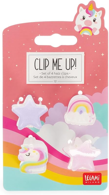 Legami - Set di 4 Mini Mollette per Capelli Clip Me Up!, Tema Kitty, Fermagli per fare Acconciature e Styling, in PS, Acrilico, 2.5 x 2.5 x 1.5 cm