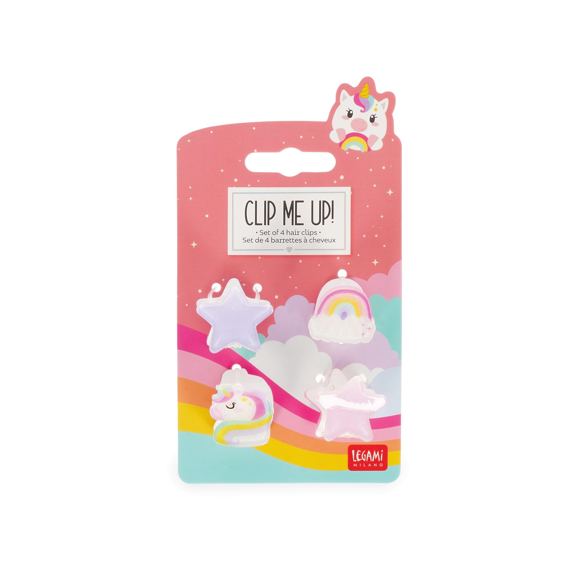 Legami - Set di 4 Mini Mollette per Capelli Clip Me Up!, Tema Kitty, Fermagli per fare Acconciature e Styling, in PS, Acrilico, 2.5 x 2.5 x 1.5 cm - 1