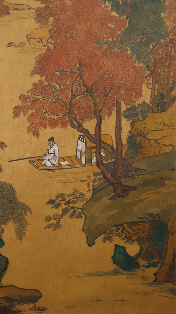 近所委託品　中国明時代の肉筆掛軸　激安骨董品 古美術 BD108A1-1 ZW000095 中国画 古美術 唐物 呉昌碩山水図 掛け軸 真筆逸品