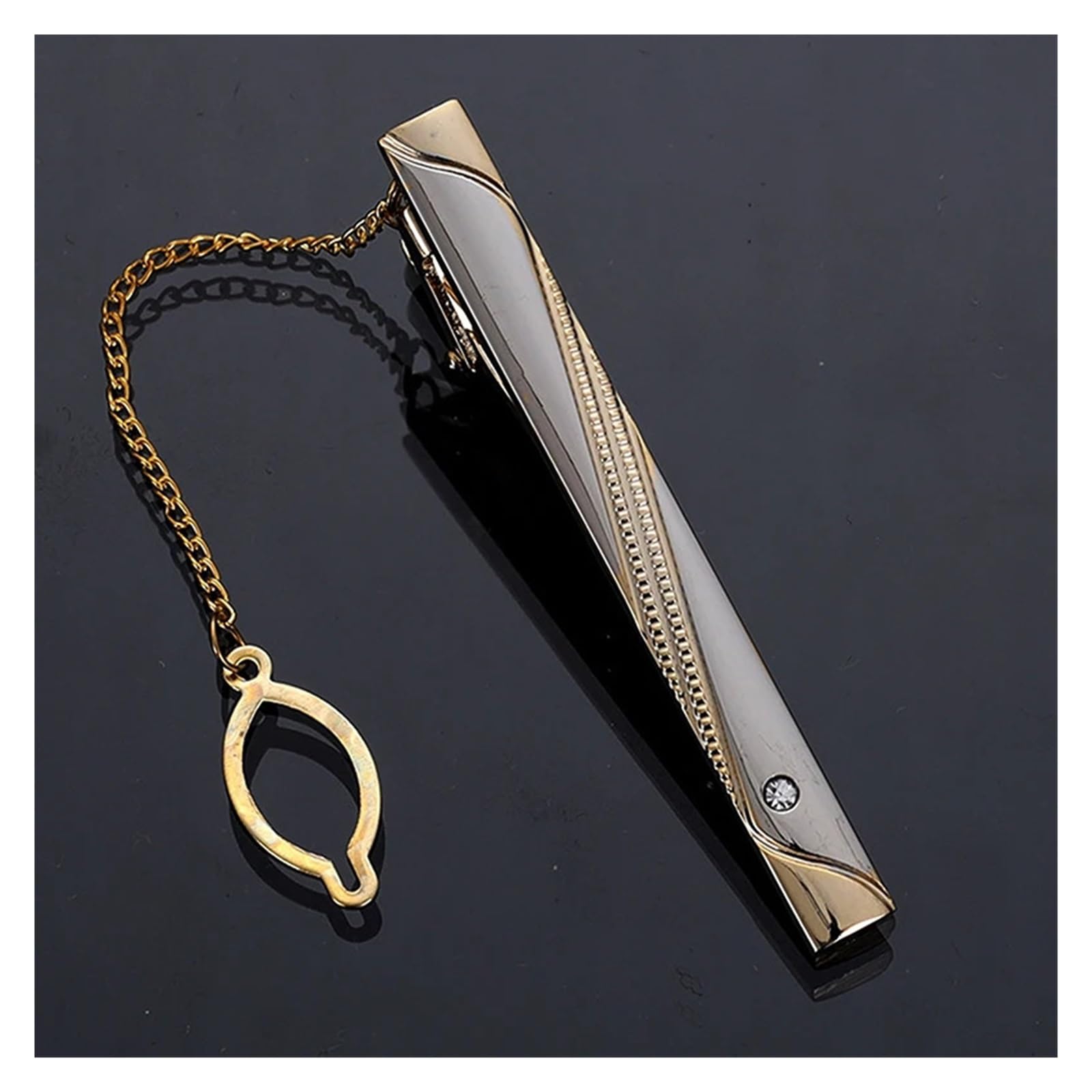 Krawattennadel Goldfarbene Krawattenklammer mit Kette for Herren, Hochzeit, Krawatte, Krawattenverschluss, Clip, Gentleman-Krawatten, Krawattennadel for Herren-Accessoires