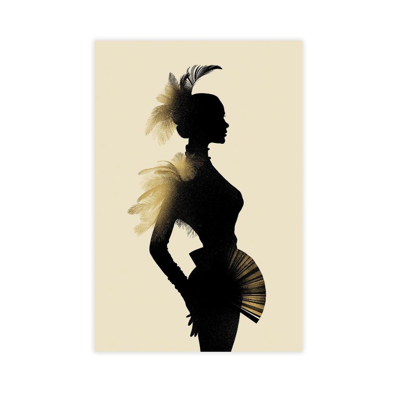 YWTJAX Golden Silhouette Poster Canvas Poster for Dorm Room Decor Gift