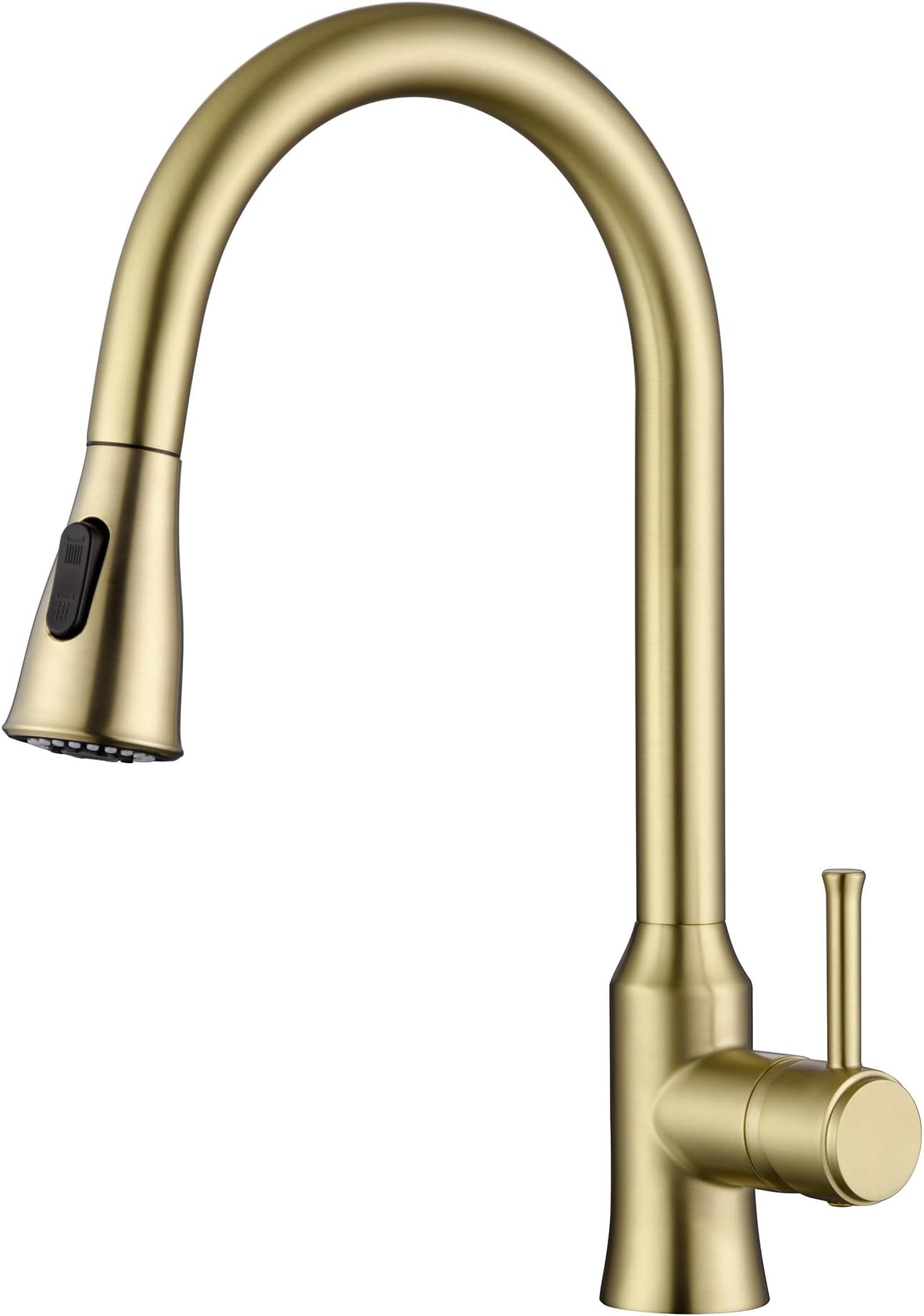 SUMERAIN Kitchen Sink Faucet with Pull Down Sprayer, Brushed Gold | Stainless Steel, Lead-Free, Single Handle, High Arc, 2 Spray Modes, for Laundry Rv Bar