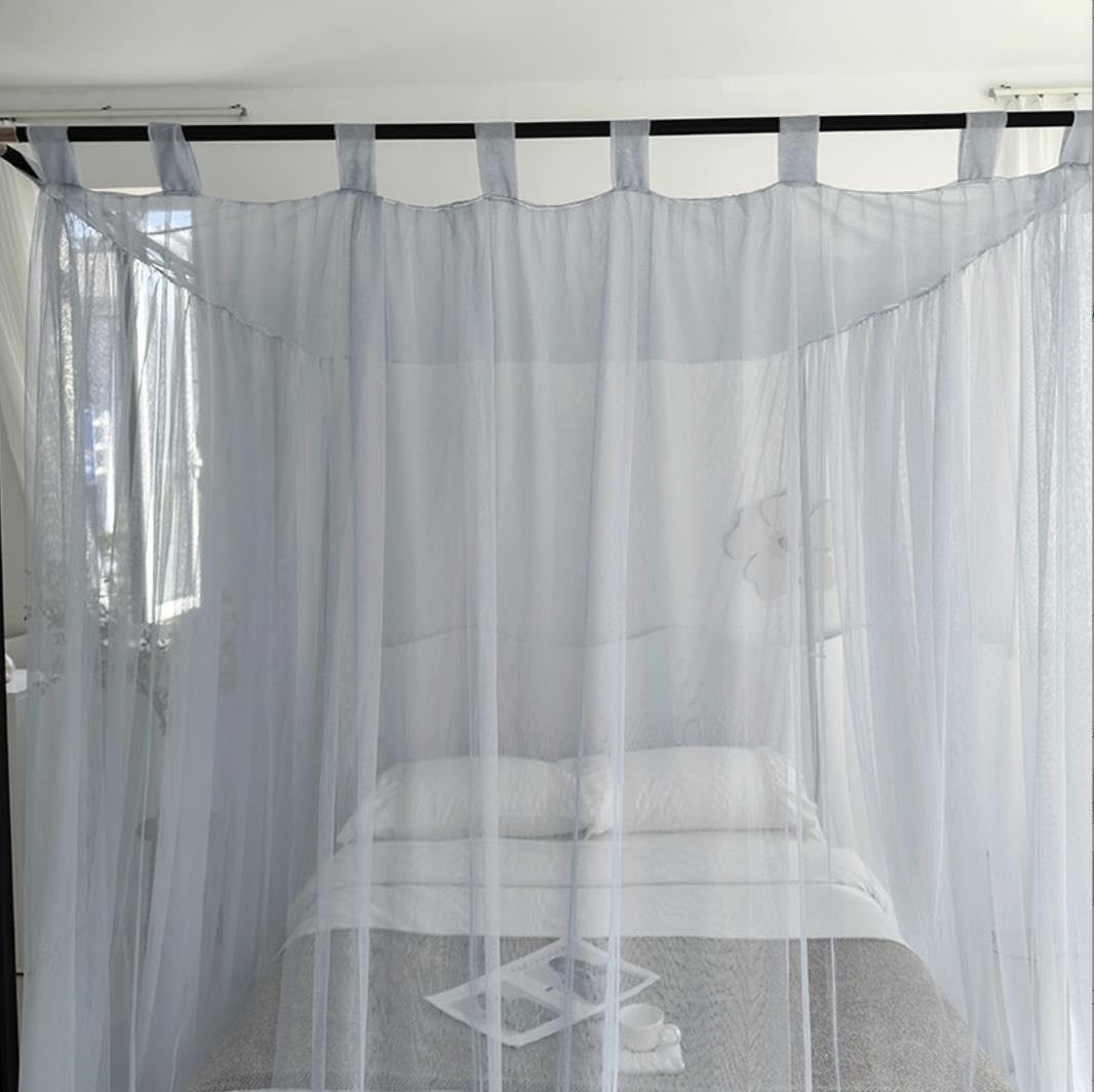 Moustiquaire de lit à 4 montants d'angle, rideaux à baldaquin en dentelle | Moustique de sol cryptée avec support métallique pour lit de fille, chambre d'adulte ou chambre d'en(Beige,150x200cm)