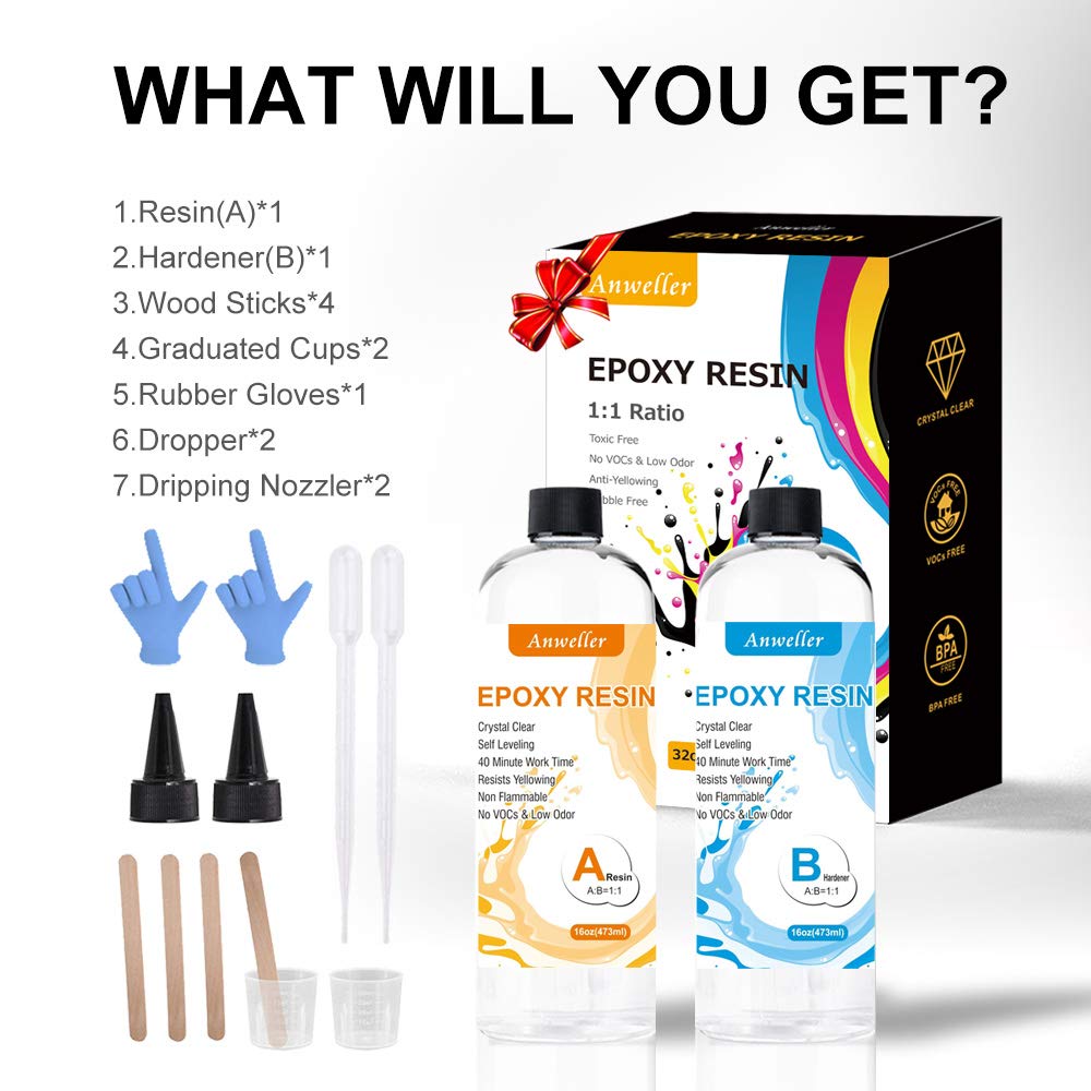 Buy Epoxy Resin 32oz (946ml) Resin Kit Crystal Clear Epoxy Resin