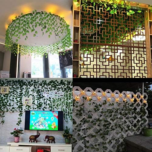 GoFriend Artificial Ivy Garland Foliage Green Leaves Fake Hanging Vine Plant for Wedding Party Garden Wall Decoration (6 Pack)