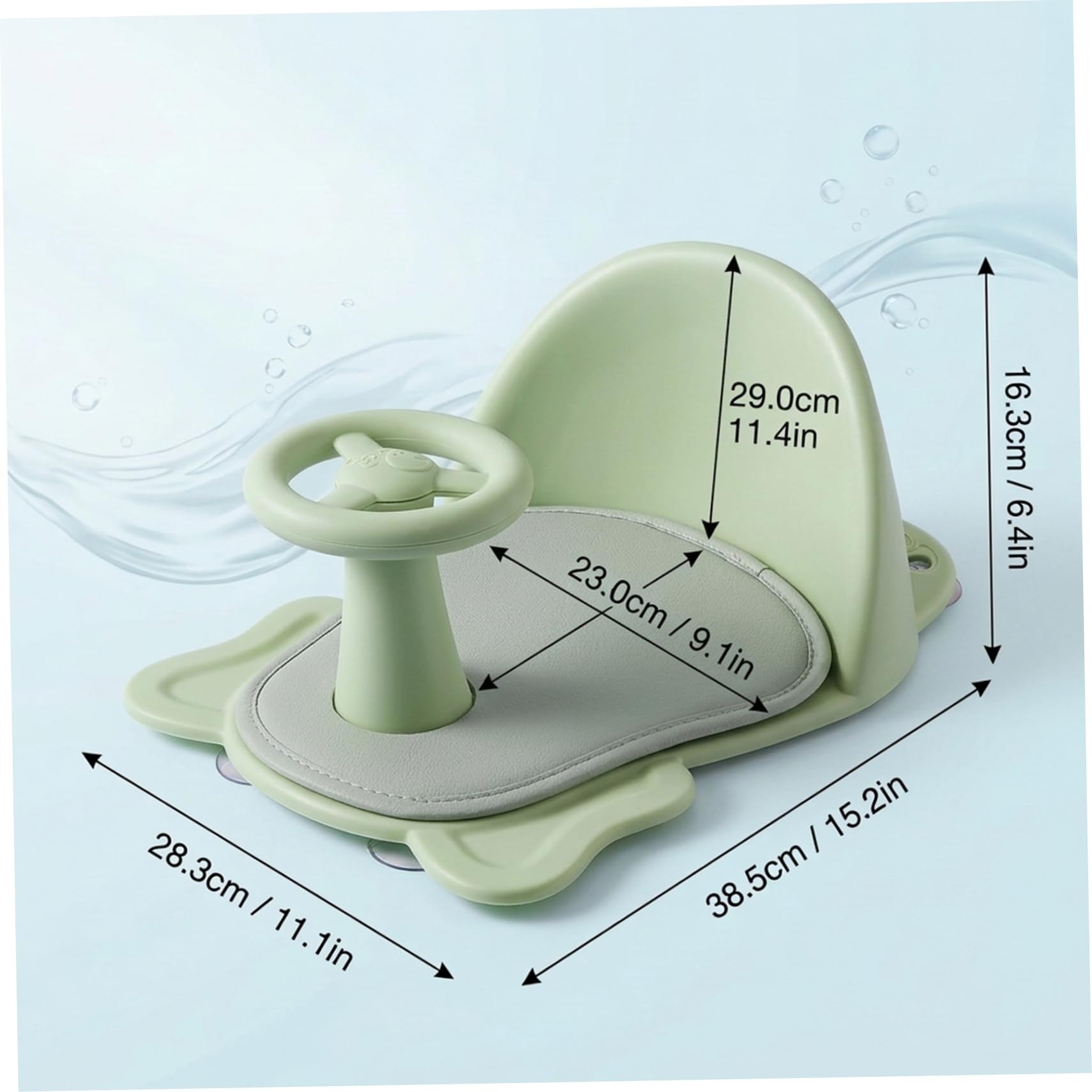 Asiento de baño para bebé, Asiento de baño para bebé - Silla segura para niños pequeños con respaldo y ventosas para sentarse en el fregadero o la bañera, verde