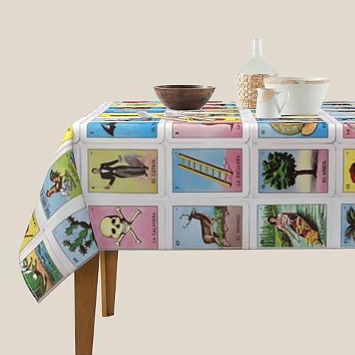 Miniatura 5 de OMSQPJFW Funda de mesa de Loteria mexicana para mesas plegables estándar de 54 x 54 pulgadas, protector de mantel rectangular universal para bodas,