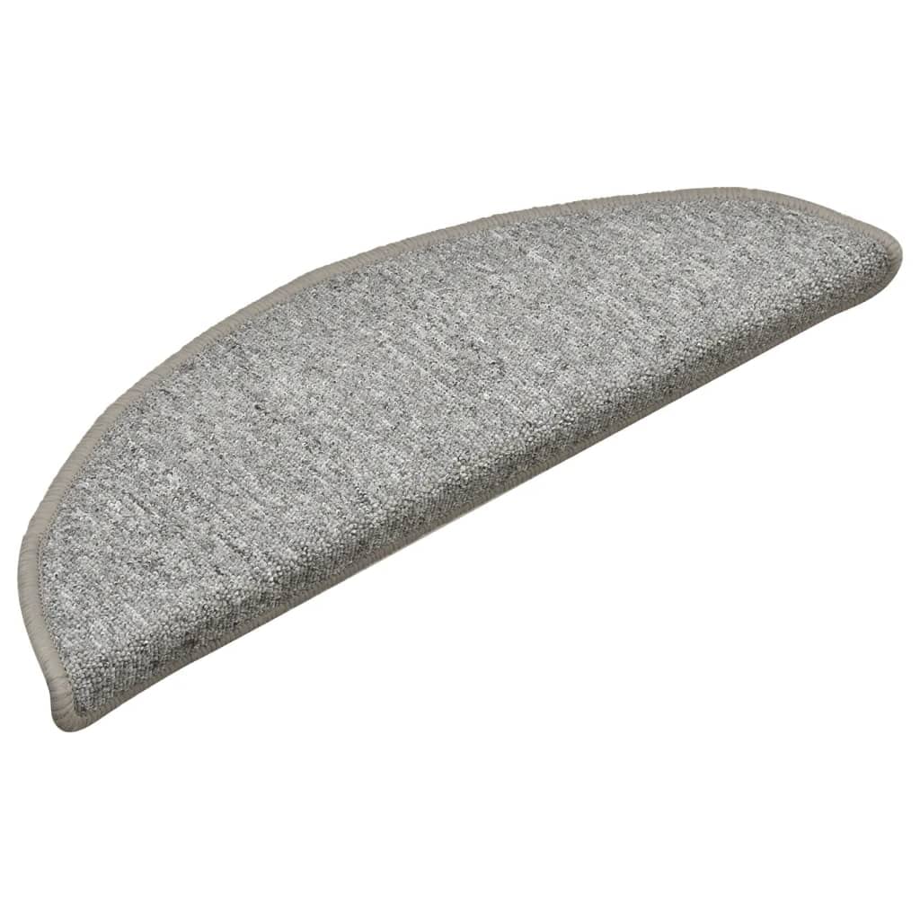 vidaXL 15pcs Light Grey Carpet Stair Treads - 100% PP Tufted Material - Easy to Attach and Remove - Safety Measures for Staircase - Non-Slip & Sound Damping