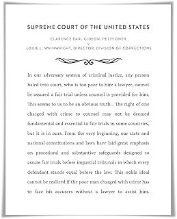 Gideon v. Wainwright Art Print. United States Supreme Court Case Quote Justice Legal Lawyer Judge Law Student. 6 Sizes