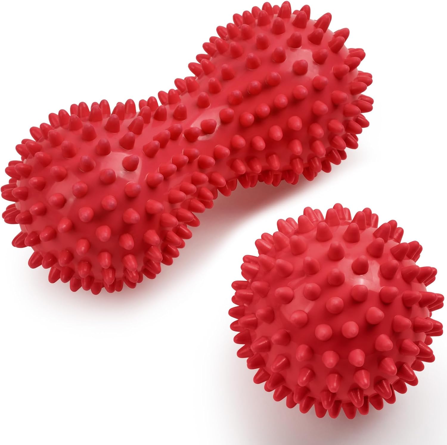 URAQT Spiky Massage Ball Set, 2 Pack Body and Foot Massage Roller, Hard Peanut Massage Ball for