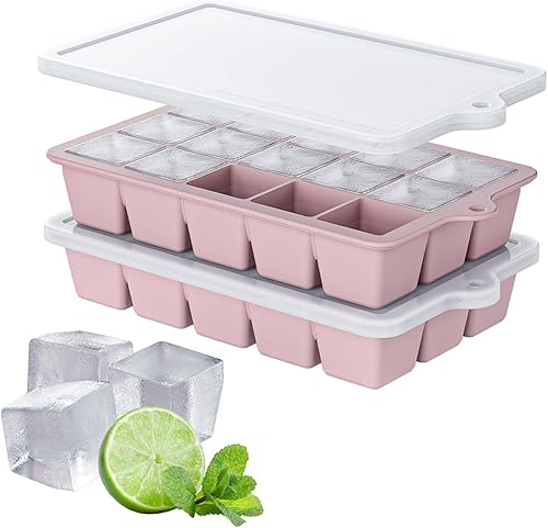 Miniatura 10 de Bandeja de silicona para cubitos de hielo, paquete de 3 moldes para cubitos de hielo, bandejas de hielo para congelador con tapa para whisky, comida