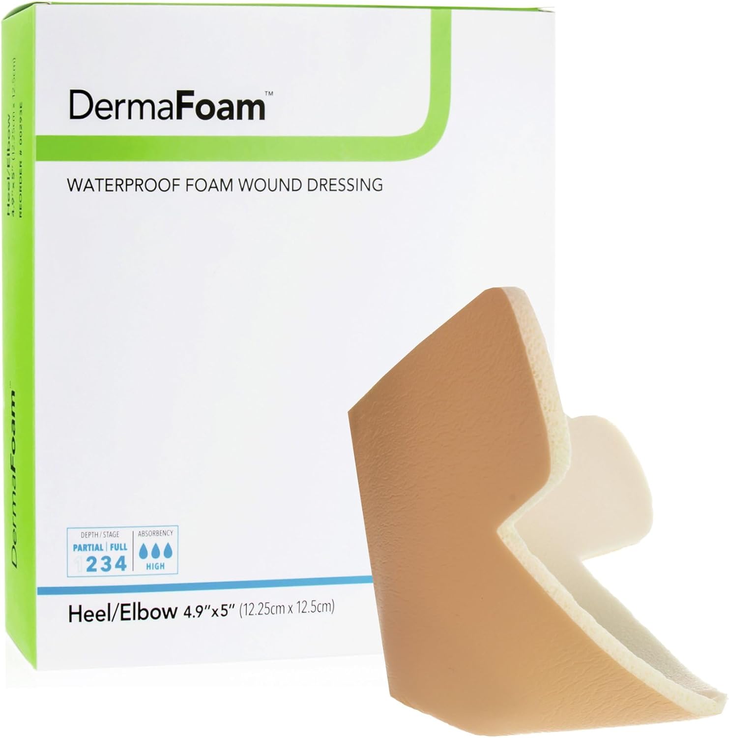 DermaFoam Foam Dressing 6 x 6" Square No Border Waterproof Backing 00292E 10 per Box